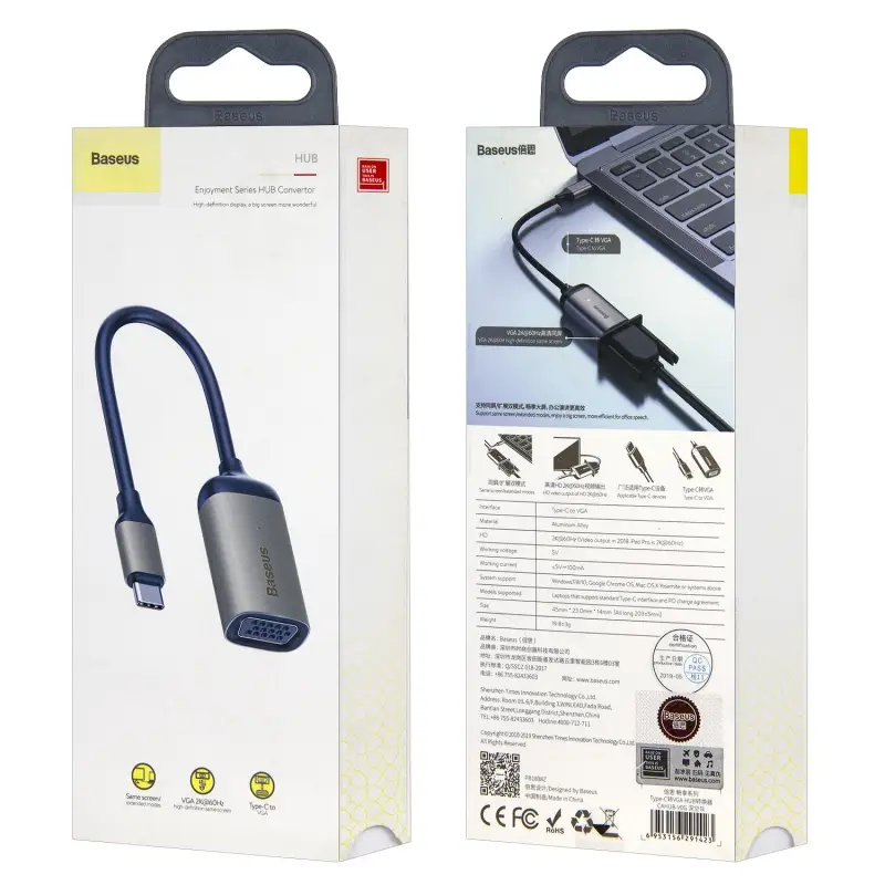 *Переходник Type-C на VGA Baseus CAHUB-VOG *Переходник Type-C на VGA Baseus CAHUB-VOG