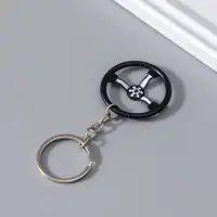 Брелок для ключей Cartage "Руль" черный с белым 4х4х0,3 см