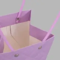Сумка для цветов тиснение сиреневая влагостойкая, 12&times;12 - 8&times;8 - 12.5 см