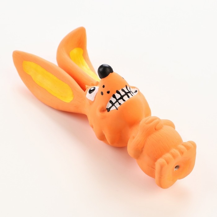 Игрушка пищащая для собак из латекса "Зайчик", 17 см, оранжевая