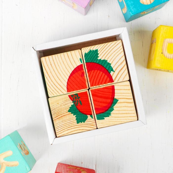 Деревянные кубики «Овощи» 4 элемента, Томик Деревянные кубики «Овощи» 4 элемента, Томик