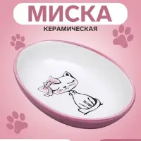 Блюдце &laquo;Милая киса&raquo;, 200 мл, 15.7&times;11.3&times;3.8 см, керамика, розовая, белая