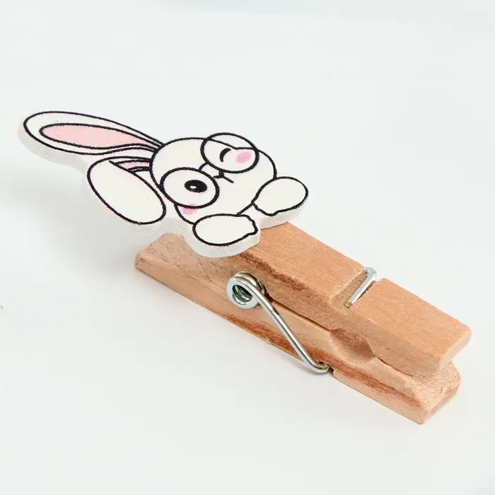 Прищепки декоративные с верёвкой для подвеса &laquo;Зайчики&raquo; набор 10 шт. &mdash; 1.5&times;12&times;14 см