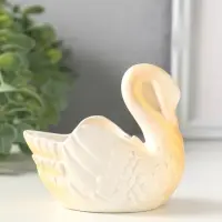 Подставка для мелочей &laquo;Лебедь&raquo;, 9&times;10&times;7 см, белая с позолотой