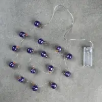 Гирлянда &laquo;Нить&raquo; 1.6 м с насадками &laquo;Синие шарики&raquo;, IP20, серебристая нить, 15 LED, от батареек АА&times;2, свечение белое