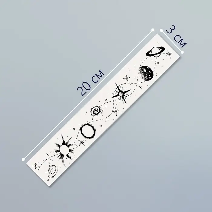 Переводная тату на тело чёрная «Браслет. Космос», 20×3 см Переводная тату на тело чёрная «Браслет. Космос», 20×3 см