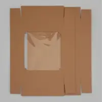 Коробка складная, крышка-дно,с окном, крафт, 30 х 30 х 8 см