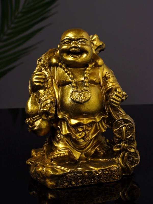 Статуэтка "Хотей приносит удачу и богатство" 14 см, цвет золото