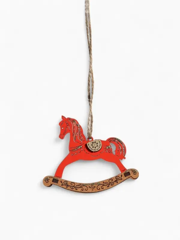 Ёлочное украшение Ёлочное украшение "Лошадка-качалка" 9х2,5х8 см, Красный-дуб