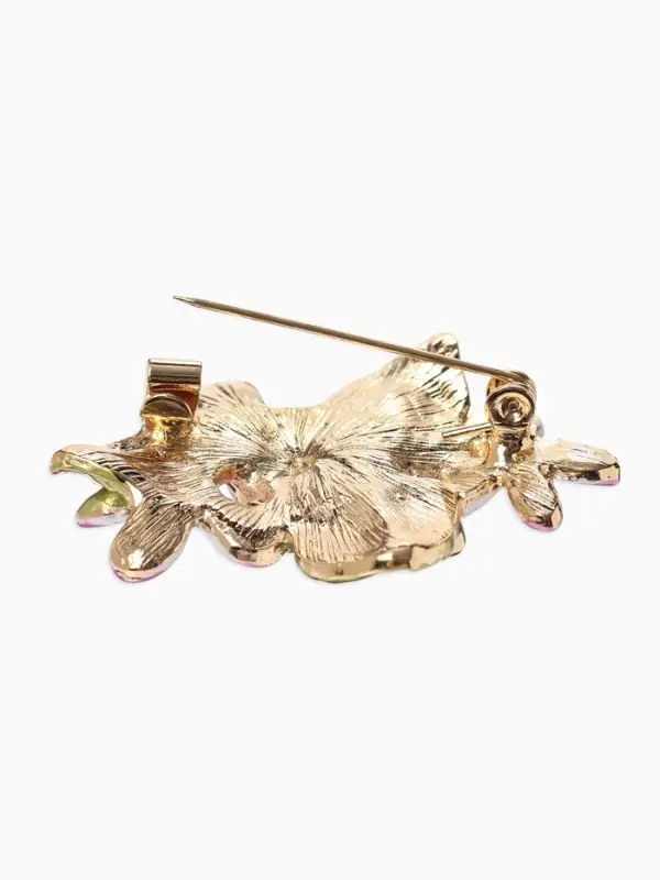 Брошь &laquo;Сакура&raquo; цветок, цвет зелено-розовый в золоте