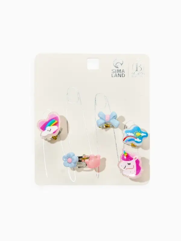 Кольца детские набор 6 шт. &laquo;Выбражулька&raquo; облоко, единорог, форма МИКС, б-р, разноцветный