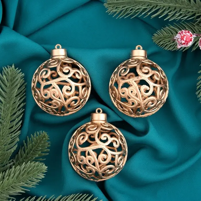 Ёлочные игрушки «Морозец», шары новогодние, d=6 см, 8 шт., золотистые Ёлочные игрушки «Морозец», шары новогодние, d=6 см, 8 шт., золотистые