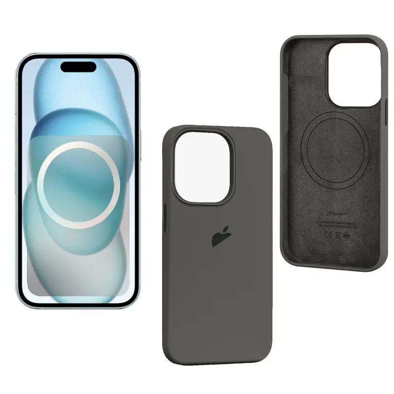 Чехол для iPhone 15 Pro Silicone Case 100% ORG (MagSafe + анимация NFC) c LOGO Clay