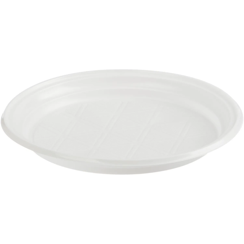 Тарелка одноразовая Комус d 210мм, белая, ПП, 50шт/уп
