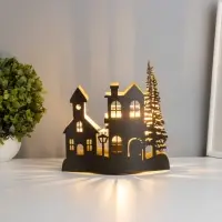 Фигурка светящаяся RISALUX &laquo;Вечерний город&raquo;, LED-ночник, 3&times;ААА, чёрный, 10.8&times;19.5&times;20 см