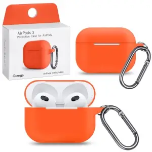 Чехол для AirPods 3 Orange с карабином #13