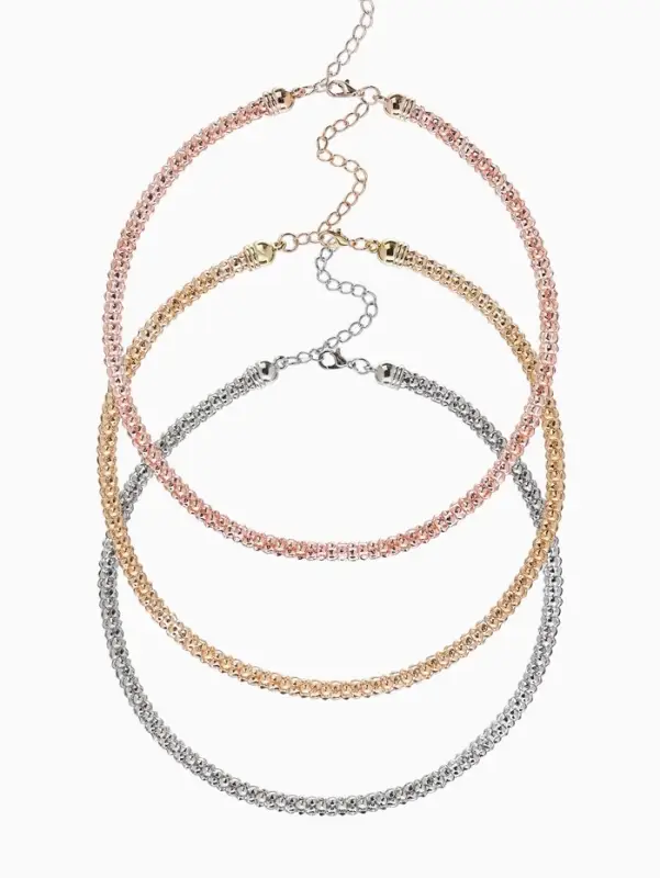 Чокер "Стиль" (набор 3шт) плетение, тянется, цветной 35+удл