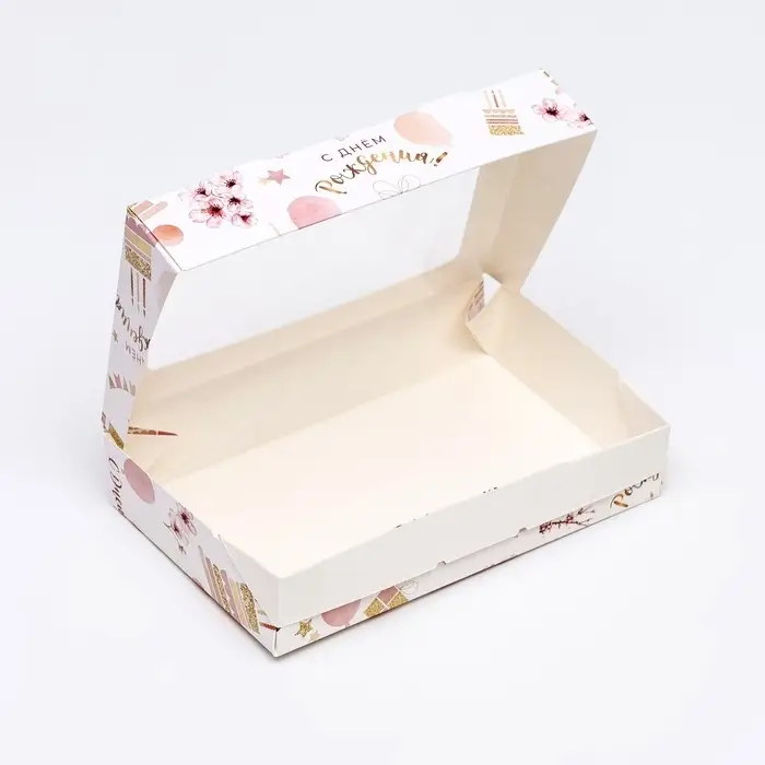 Коробки подарочная, складная, с окном «С Днем Рождения», 20×12×4 см Коробки подарочная, складная, с окном «С Днем Рождения», 20×12×4 см