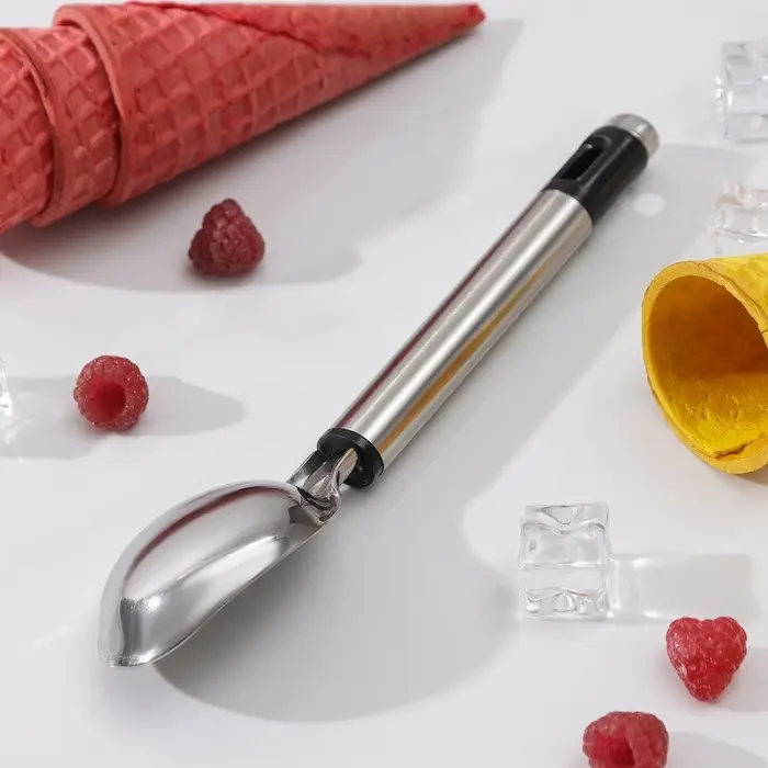 Ложка для мороженого Доляна Fargo, 19,5×4,5 см, цвет серебристый Ложка для мороженого Доляна Fargo, 19,5×4,5 см, цвет серебристый