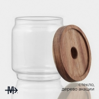 Банка стеклянная для сыпучих продуктов с деревянной крышкой Magistro Village, 450 мл, 9&times;10 см