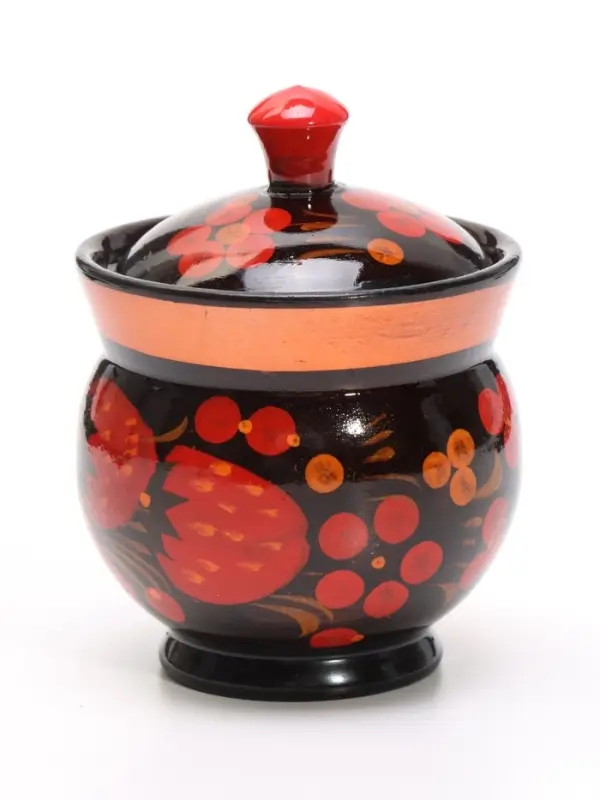 Солонка с крышкой &laquo;Ягодка&raquo;, 9&times;6.5 см, хохлома, дерево, МИКС