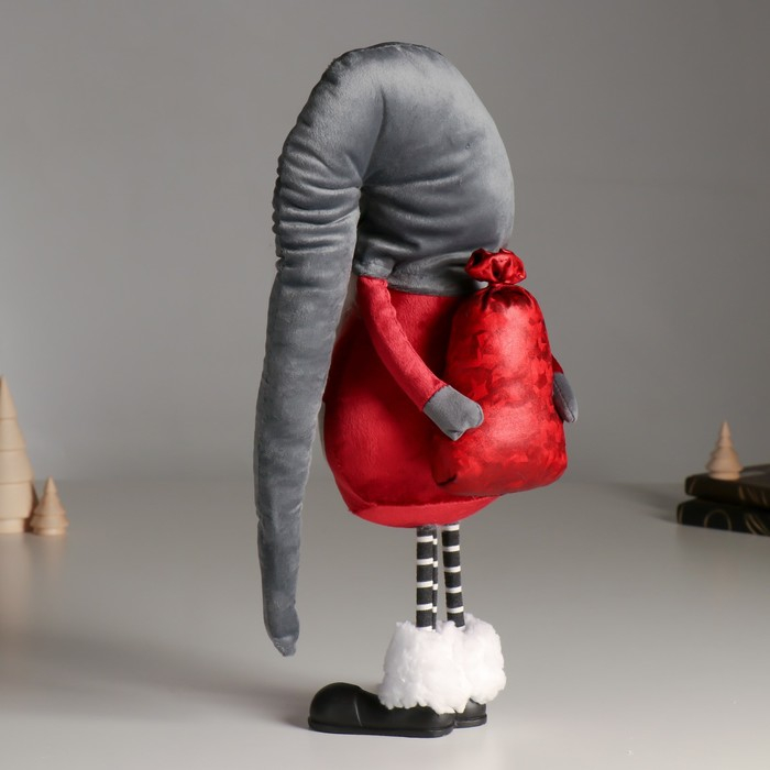 Кукла интерьерная Кукла интерьерная "Дед Мороз в бордовом кафтане, в сером колпаке со снежинками" 42х13х18 см 626011