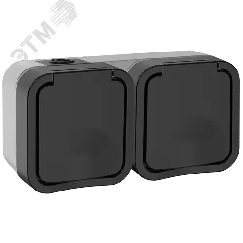 Розетка 2-местная горизонтальная TORS 16А IP55 графит