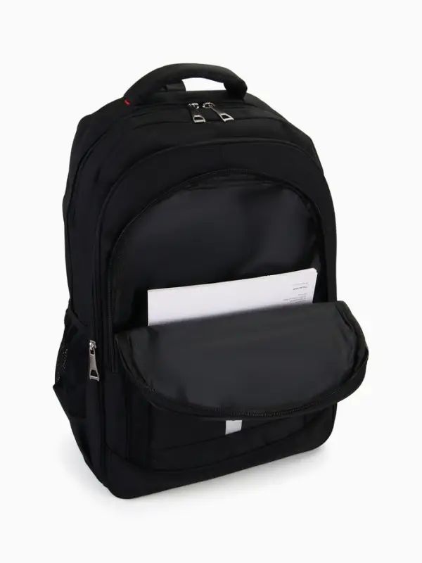 Рюкзак молодёжный, 2 отдела на молнии, 4 кармана, размер 37&times;17&times;54 см, чёрный