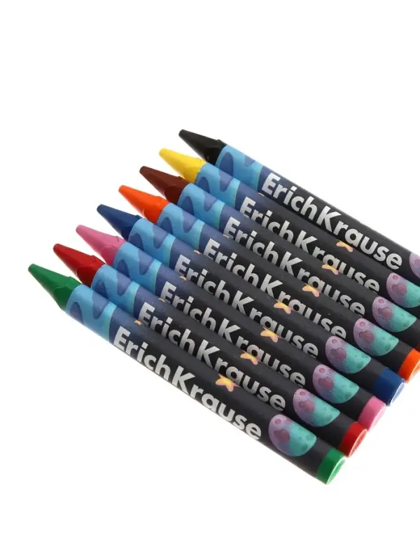 Восковые мелки 8 цветов, ErichKrause Kids Space Animals, трёхгранные