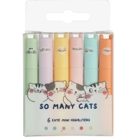 Набор текстовыделителей M&G SO MANY CATS  мини 6 паст цв AHM22575