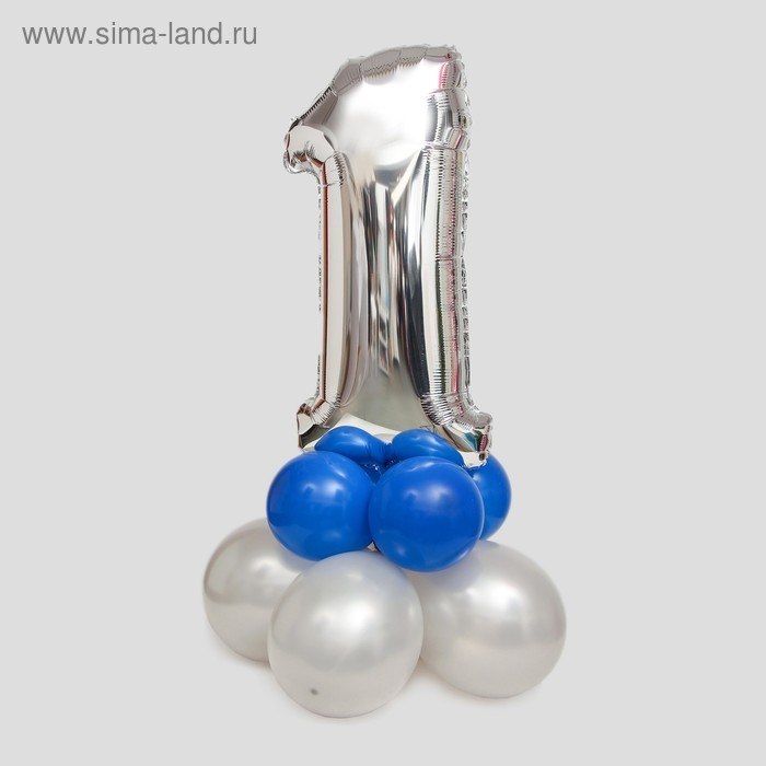 Букет из шаров «Цифра 1», фольга, латекс, набор 9 шт., цвет серебристый Букет из шаров «Цифра 1», фольга, латекс, набор 9 шт., цвет серебристый