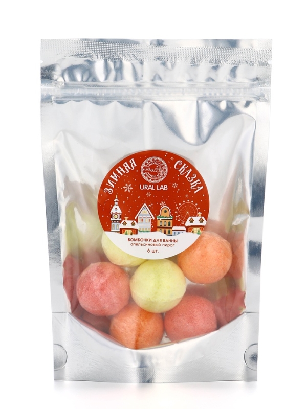 Набор бомбочек для ванны в пакете Набор бомбочек для ванны в пакете "Зимняя сказка", 6 шт по 20 гр, апельсиновый пирог