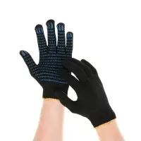 Перчатки садовые, хб, вязка 7 класс, 6 нитей, размер 10, с ПВХ точками, чёрные, Greengo Перчатки садовые, хб, вязка 7 класс, 6 нитей, размер 10, с ПВХ точками, чёрные, Greengo