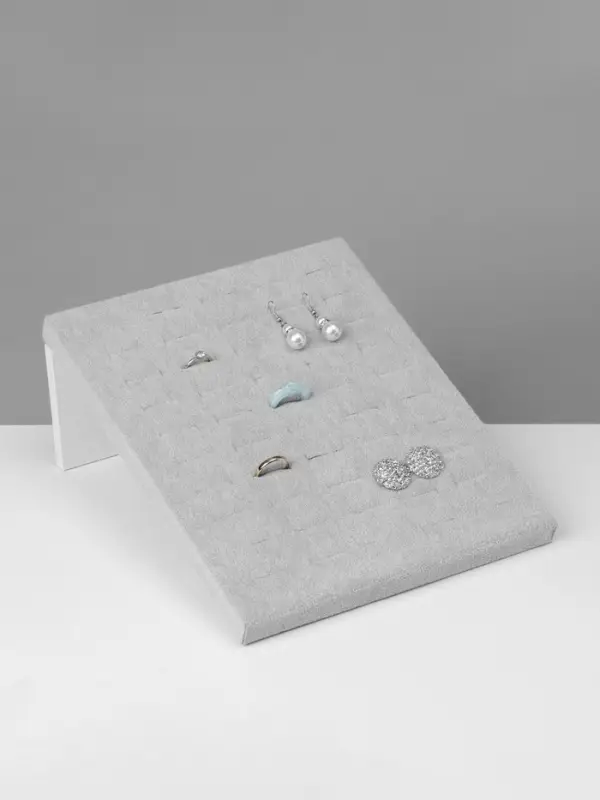 Подставка под кольца QF, 50 мест, флок, 20&times;10&times;25 см, серая