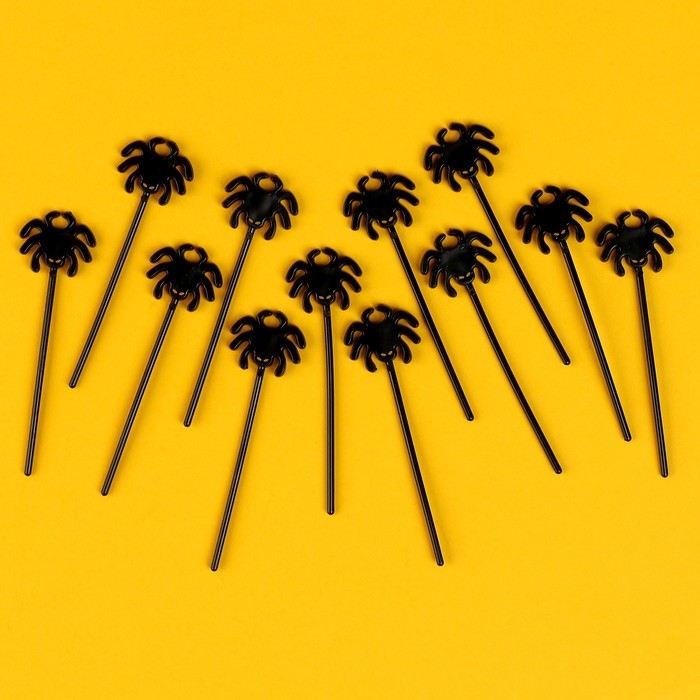 Шпажки «Паук», в наборе 12 штук, цвет чёрный Шпажки «Паук», в наборе 12 штук, цвет чёрный