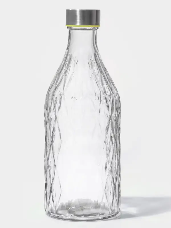 Бутыль для соусов и масла &laquo;Ромб&raquo;, 1 л, 9.5&times;25.5 см, с металлической крышкой, стекло