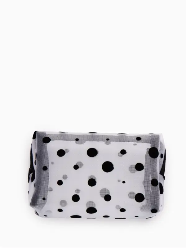 Косметичка дор Горох, сетка 18*7,5*10, отд на молнии, белый Косметичка дор Горох, сетка 18*7,5*10, отд на молнии, белый