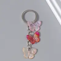 Брелок пластик "Цветные бабочки" 3 бабочки МИКС 2,5х7 см