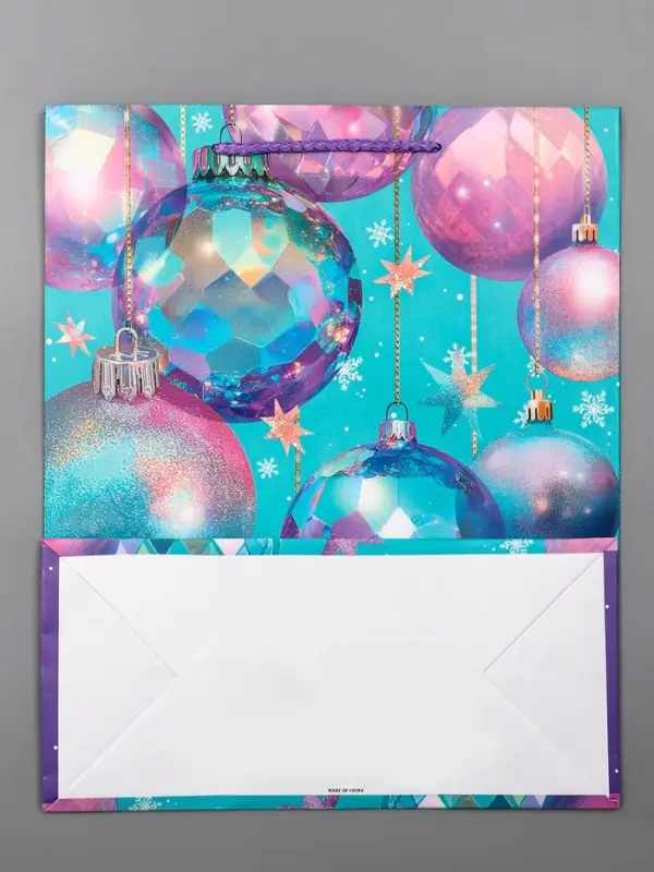 Пакет подарочный новогодний ламинированный, «Игрушки» , 26×12×32 см