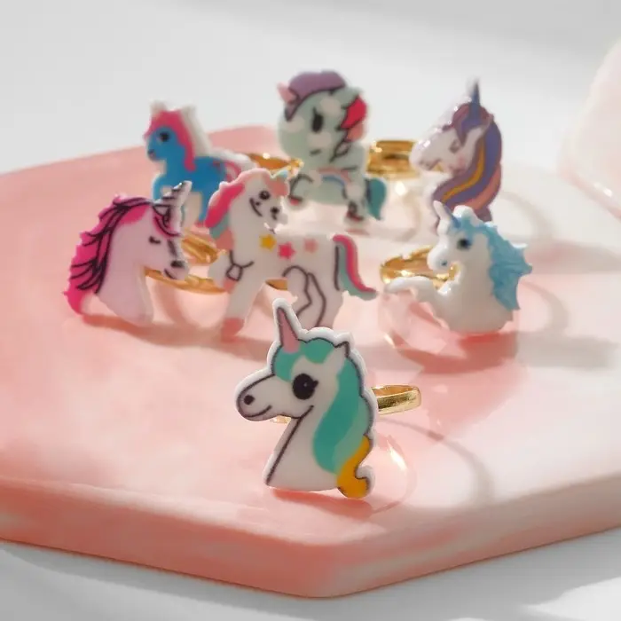 Кольцо детское «Выбражулька» единороги, форма МИКС, цветное, безразмерное Кольцо детское «Выбражулька» единороги, форма МИКС, цветное, безразмерное