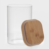 Банка для сыпучих продуктов с бамбуковой крышкой "Эко. Квадрат" 1,3 л, 10х15 см