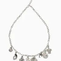 Колье "Летний вайб" морской мир, цвет серебро