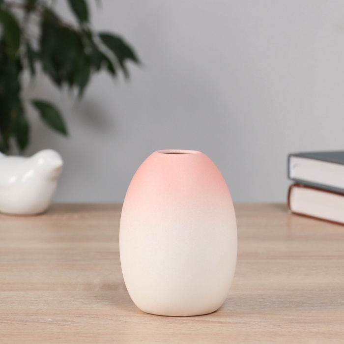 Ваза керамика настольная Ваза керамика настольная "Хайди" бочка, 10х6,5 см, бело-розовый