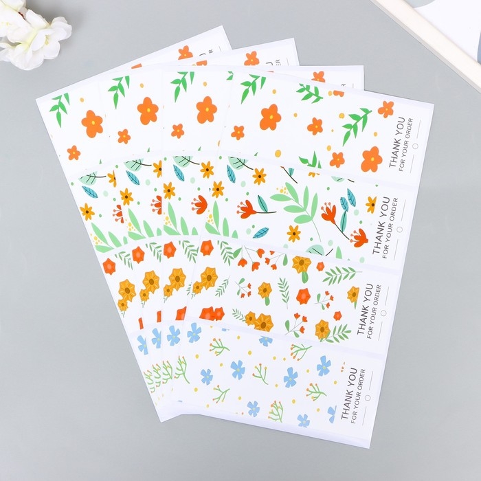 Наклейка бумага благодарность Наклейка бумага благодарность "Мелкие цветочки" набор 40 шт 15х24 см