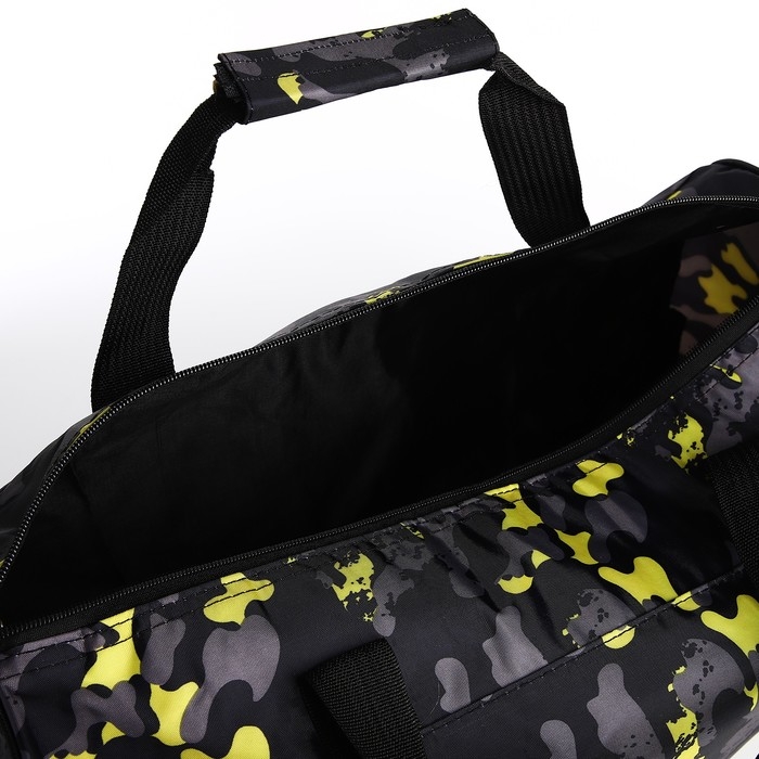 Сумка дорожная на молнии, наружный карман, длинный ремень, цвет жёлтый/чёрный Сумка дорожная на молнии, наружный карман, длинный ремень, цвет жёлтый/чёрный