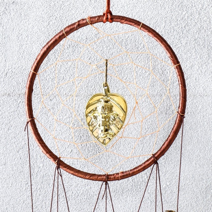 Музыка ветра+ловец снов Музыка ветра+ловец снов "Ганеша в круге" 4 трубки 52 см