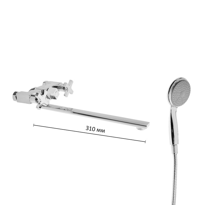 Смеситель для ванны Accoona A7175, двухрычажный, дивертор в корпусе, с душевым набором Смеситель для ванны Accoona A7175, двухрычажный, дивертор в корпусе, с душевым набором