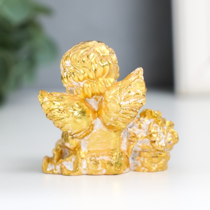 Сувенир полистоун Сувенир полистоун "Ангел с розочками" золото МИКС 4х5,5х5,5 см