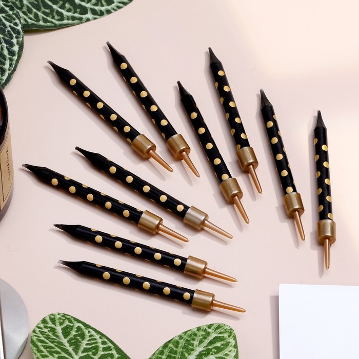 Свечи в торт Свечи в торт "Золотая горошина", 6 см, 10 шт, чёрные