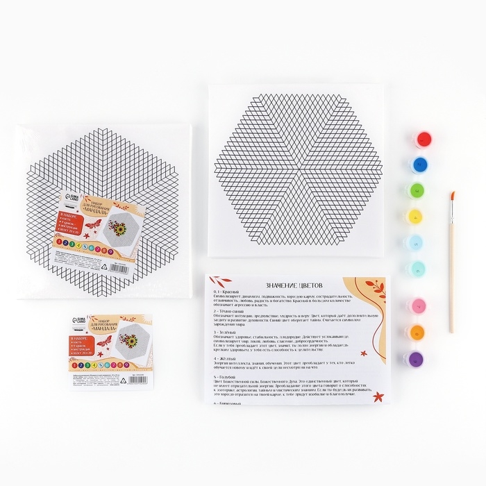 Набор для рисования. Раскраска антистресс «Мандала по дате рождения», холст на подрамнике, 20 х 20 см Набор для рисования. Раскраска антистресс «Мандала по дате рождения», холст на подрамнике, 20 х 20 см